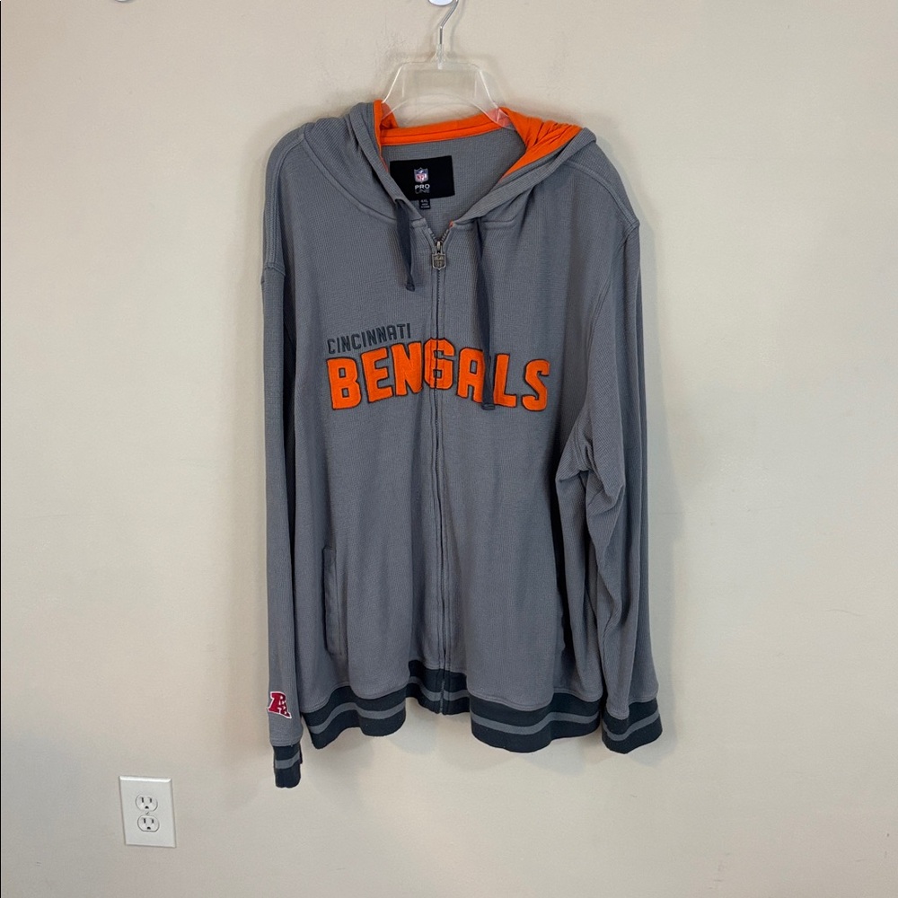NFL Pro Line Grey Cincinnati Bengals Waffle Knit Full Zip Jacket  Size 4XL